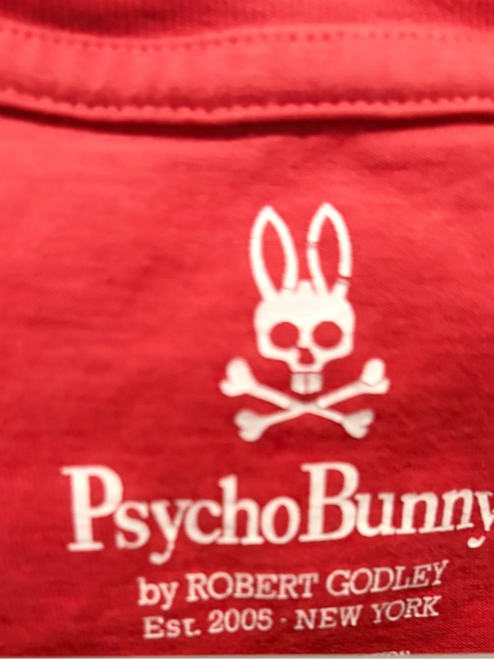 Psycho Bunny Men's Red V-Neck Tee with Embroidered Logo - Picture 4 of 6